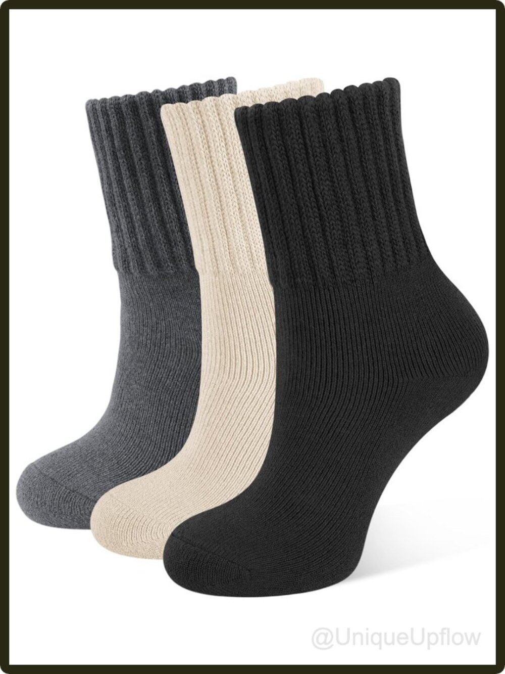 Thick Warm Winter Crew Boot Socks for Women Acrylic Cotton 3 Pairs